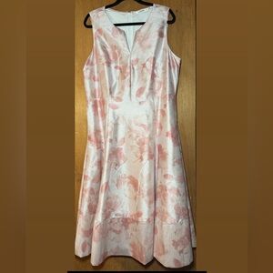 Floral watercolor floral print trapunto hem dupioni dress size 2X